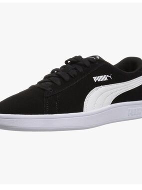 PUMA Unisex Kid's Smash v2 Suede Court Sneakers Black/White Size 4.5